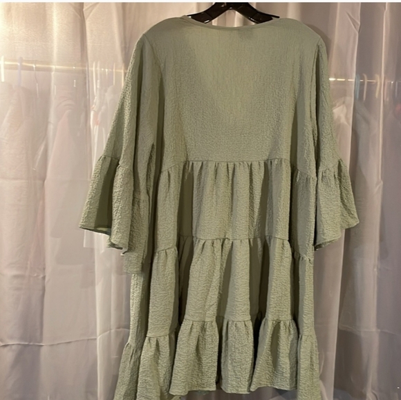 Avanti The Label Cotton Boho Tiered Wide Sleeves Flowy Mini Dress NWOT - Picture 6 of 7